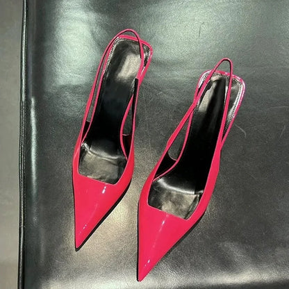 2025 Summer New High Quality Pointed Green Pink Stiletto High Heels Back Empty Women's Solid Color Elegant Sandals