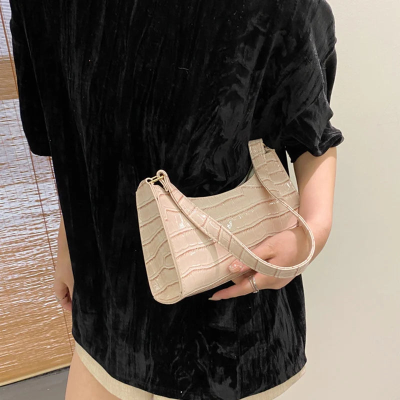 Borse in pelle PU moda per donna Borsa da ascella modello alligatore Borsa da donna piccola borsa a tracolla sotto le ascelle