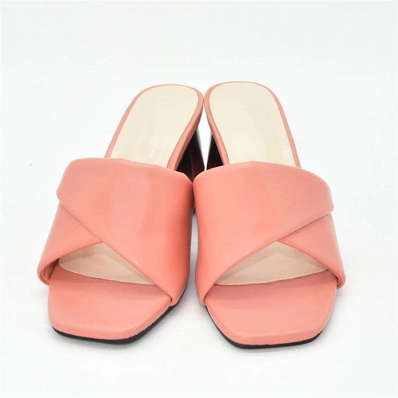 Latest Italian Ladies Shoes Nigerian Women Shoes Pu Leather Slingback Slipper for Party Open Toe Pumps High Heels Sexy Ladies
