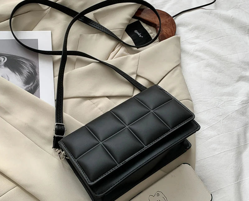 Nuove borse a tracolla moda tinta unita borsa a tracolla da viaggio femminile plaid piccole borse a tracolla in pelle PU per donna