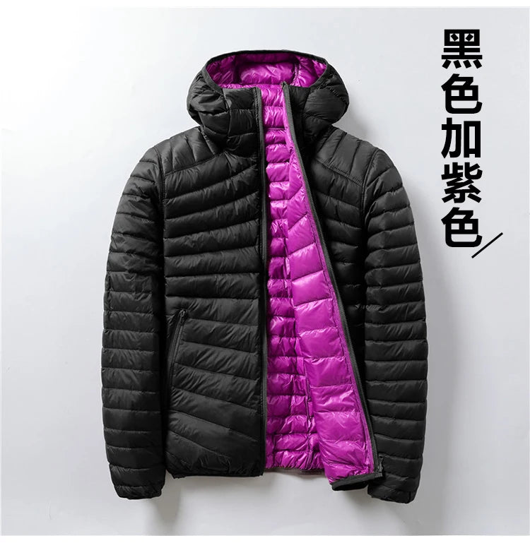 Piumino da donna bianco anatra 2021 nuovo piumino portatile con cappuccio Double face cappotto invernale da donna ultraleggero parka caldo