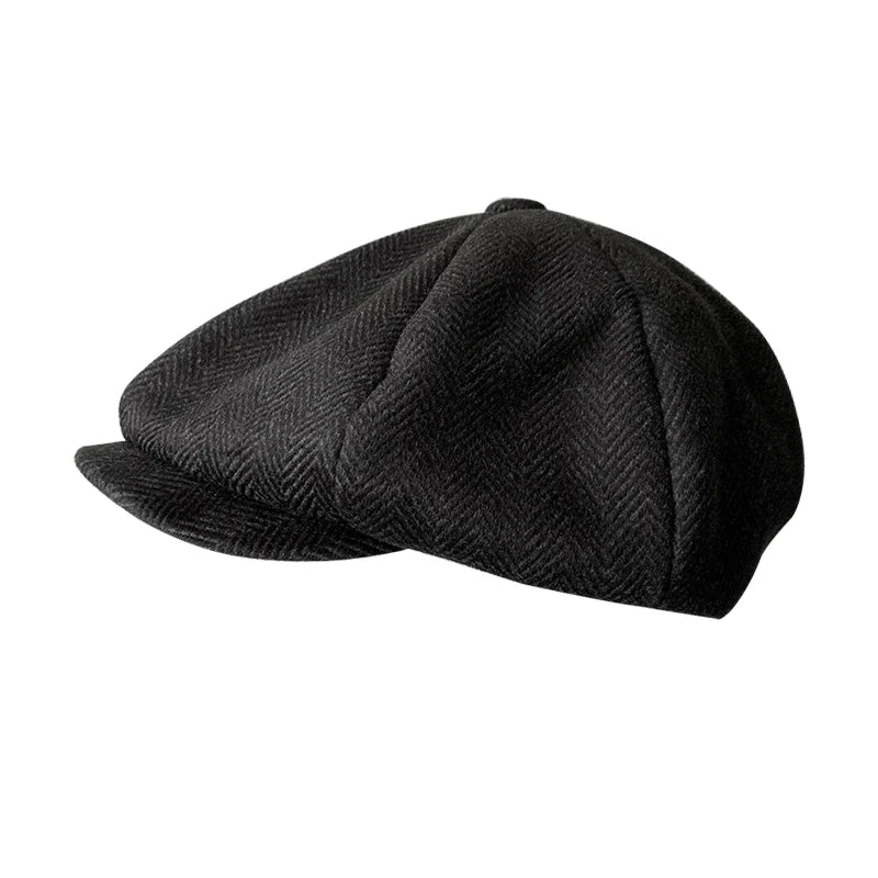 Berretto di lana per uomo Gatsby Cappello Autunno Inverno Uomo Berretti piatti Grigio a spina di pesce Berretti strillone Maschile Sombreros De Hombre Berretti NM01-2