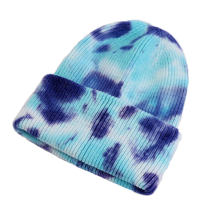 Unisex Cool Winter uomo donna gradiente Tie Dye Hat Skullies berretti acrilico Stretch Knit Sport antivento caldo cappellino corto melone R80