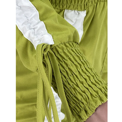 N8316G Vêtements Femme Printemps Été Vente en Gros Fournisseur Combinaison Courte Nouveau Patchwork Cordon de Serrage Manches Longues Combinaison Cargo