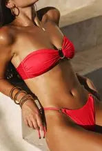 New 2025 Bikini Set Sexy Strapless Women's Swimsuit Solid Color Split Women's Swimsuit