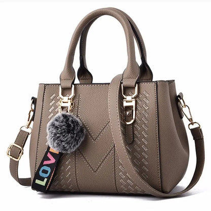 Borse a tracolla ricamate Borse da donna in pelle Borse da donna Sac a Main Borsa a mano con palla per capelli da donna
