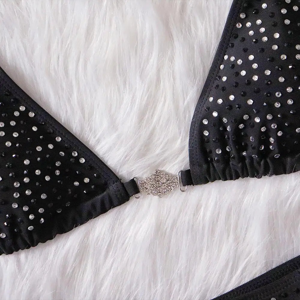 2022 INS Hot Handgemachte Accessoires Bademode Damen Sexy Bandage Bikini Unifarben Schwarz Zweiteiliger Badeanzug