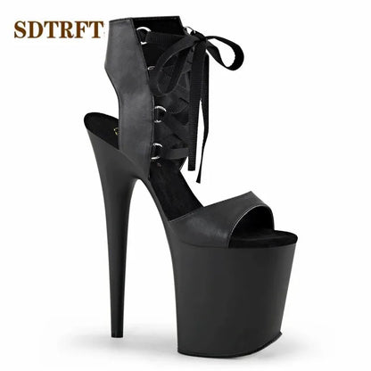 SDTRFT Tacchi a spillo 20 cm Tacchi sottili Stivaletti piattaforme trasparenti scarpe Donna Botas Mujer Décolleté da festa Sandali open toe estivi
