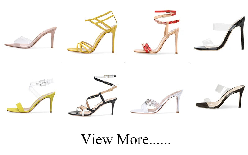 Chic Black High Heels for Woman Heeled Strappy Yellow Sandals
