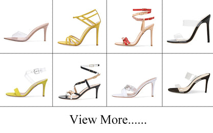 Chic Black High Heels for Woman Heeled Strappy Yellow Sandals