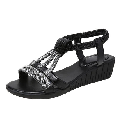 big size new Thick Bottom Slope Heel Women's Shoes with Velcro Buckle Strap Sandals for Women
