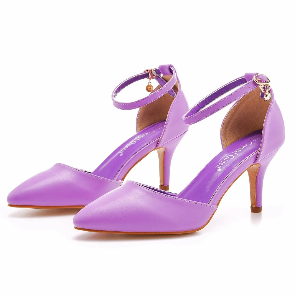 Sandales à talon aiguille et bout pointu pour femmes, grande taille, commerce extérieur, chaussures blanches à bout pointu, talons hauts pour femmes