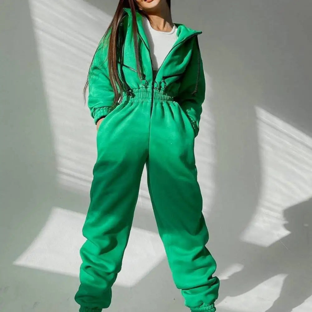 Caldo inverno donna tuta con cappuccio tinta unita spessa vita stretta pagliaccetti casual donna felpa con cappuccio tuta tuta combinaison femme