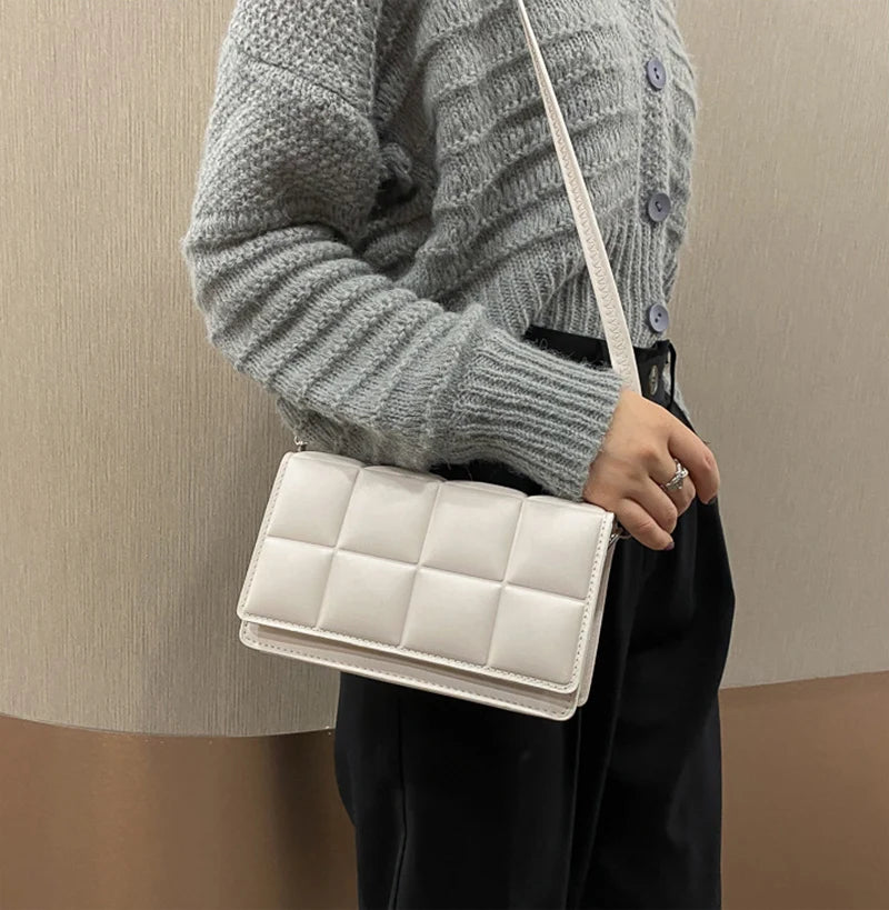 Nuove borse a tracolla moda tinta unita borsa a tracolla da viaggio femminile plaid piccole borse a tracolla in pelle PU per donna