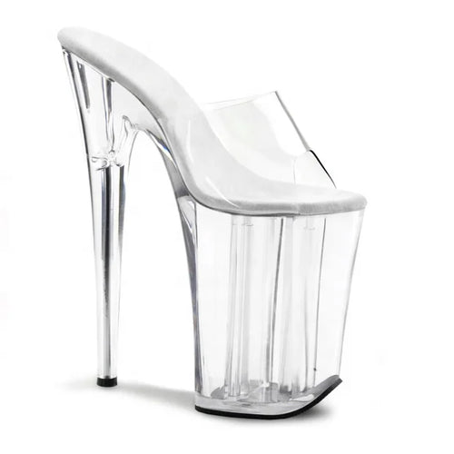 Rncksi 23cm 9 Inch Crystal Transparent Sole Platform Open Toe PVC High Heels Sandals with Sequins Sexy Design Height Increasing