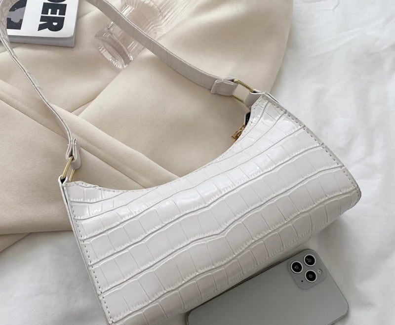 Borse in pelle PU moda per donna Borsa da ascella modello alligatore Borsa da donna piccola borsa a tracolla sotto le ascelle