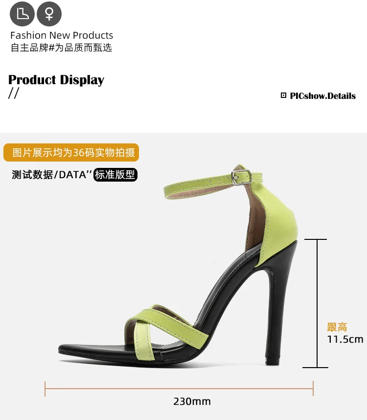 2025 Summer Fashion Ankle Strap Sandals for Women Wedding Shoes with Sexy High Heels Size 42 Thin Heels Anti-Slippery Feature