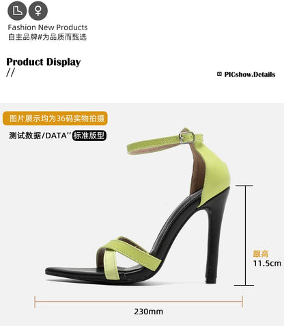 2025 Summer Fashion Ankle Strap Sandals for Women Wedding Shoes with Sexy High Heels Size 42 Thin Heels Anti-Slippery Feature