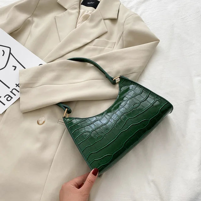 Borse in pelle PU moda per donna Borsa da ascella modello alligatore Borsa da donna piccola borsa a tracolla sotto le ascelle