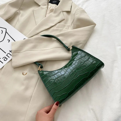 Borse in pelle PU moda per donna Borsa da ascella modello alligatore Borsa da donna piccola borsa a tracolla sotto le ascelle