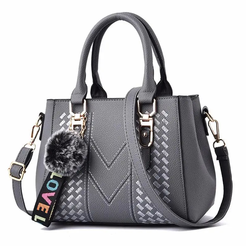 Borse a tracolla ricamate Borse da donna in pelle Borse da donna Sac a Main Borsa a mano con palla per capelli da donna