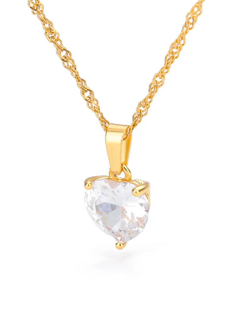 Collane a cuore per donna Collana girocollo in acciaio inossidabile placcato oro con zirconi a forma di cuore Collana girocollo Gioielli Boho da sposa Regalo Femme