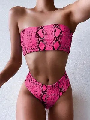 Sexy Bandeau Bikinis Damen Badeanzug Push Up Bademode Print Bikini Set Weibliche Brasilianische Bikinis Strandmode Sommer High Waist Swim