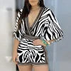 Women's Cami Jumpsuit Casual Summer Floral Printed Playsuit  Women Rompers 3/4 Sleeve Backless Playsuit Women Clothes