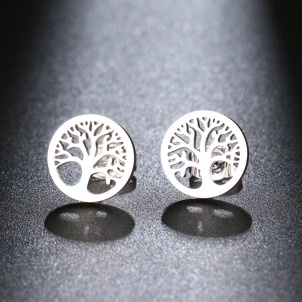 Orecchini in acciaio inossidabile Orecchini vintage con albero della fortuna Orecchini classici semplici per le donne 2022 Gioielli Festa di nozze