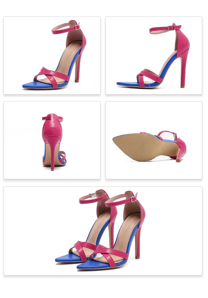 2025 Summer Fashion Ankle Strap Sandals for Women Wedding Shoes with Sexy High Heels Size 42 Thin Heels Anti-Slippery Feature