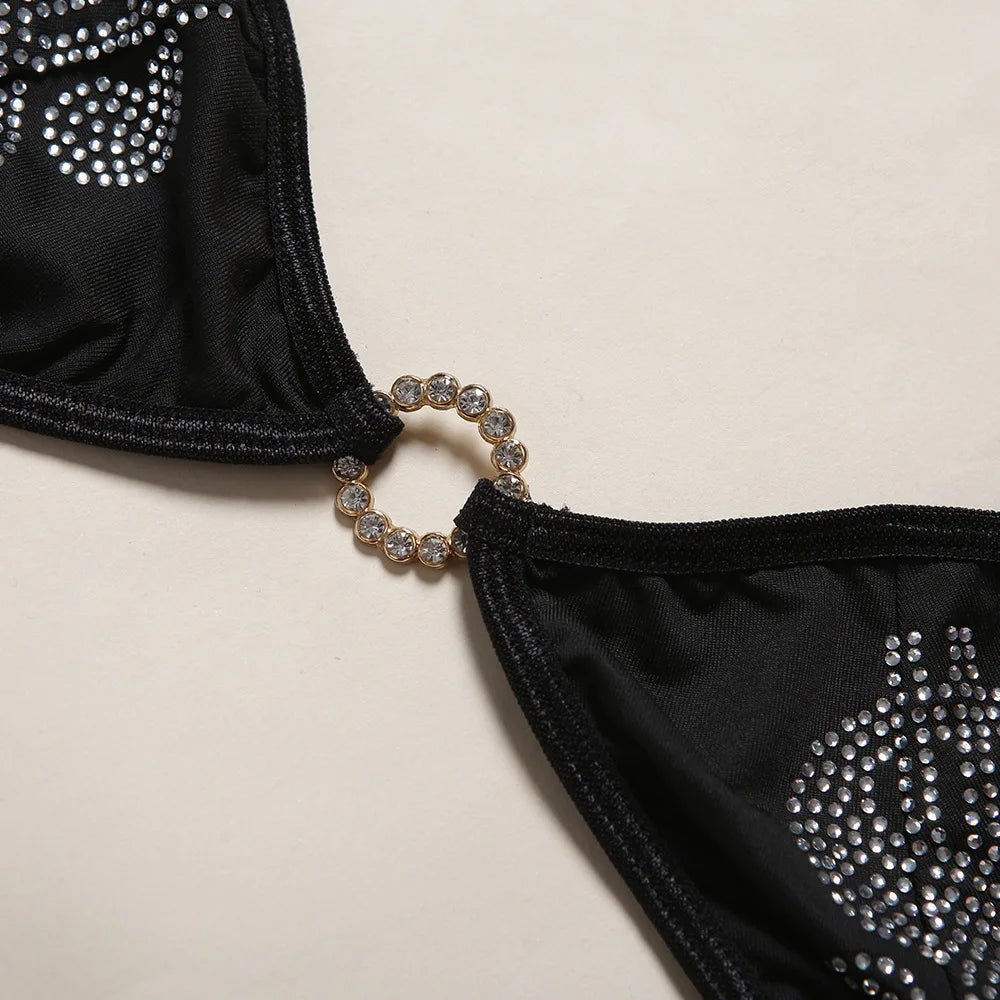 Maßgeschneiderte sexy Satin-Bademode Bikini Strass-Bikini 2019