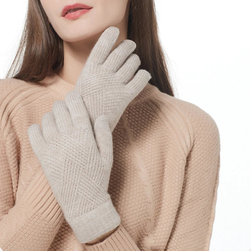 Guanti in cashmere touch screen per donna uomo Guanti invernali caldi in maglia termica a doppio strato ispessito antivento a prova di freddo