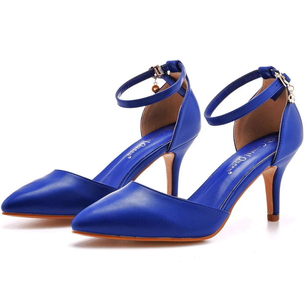 Sandales à talon aiguille et bout pointu pour femmes, grande taille, commerce extérieur, chaussures blanches à bout pointu, talons hauts pour femmes