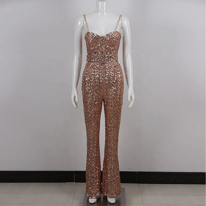 OUDINA Wholesale Party Club Backless Low-neck Mesh Jacquard Trousers Tight Knit Jumpsuits Playsuits Bodysuits Jumpsuit Women