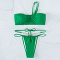 2023 Nouveaux Maillots de Bain Vert Strass Femme Un Épaule Bikini Sexy Bikinis & Vêtements de Plage Impression Numérique OEM Adulte Uni