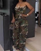 S-3XL  New Fashion Women's Clothing Sexy Strapless Single Breasted Jumpsuit Multi Pocket Workwear Jumpsuit