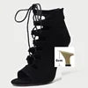 Chaussures latines roses à bout ouvert en daim, bottes de danse, Salsa, Tango, performance, pratique, chaussures de danse de salon, chaussures de jazz à la cheville pour femmes