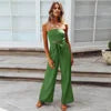 New Style Women's Summer Casual Solid Color  Sleeveless Jumpsuit Strapless Top Wide Leg Long Pants Set