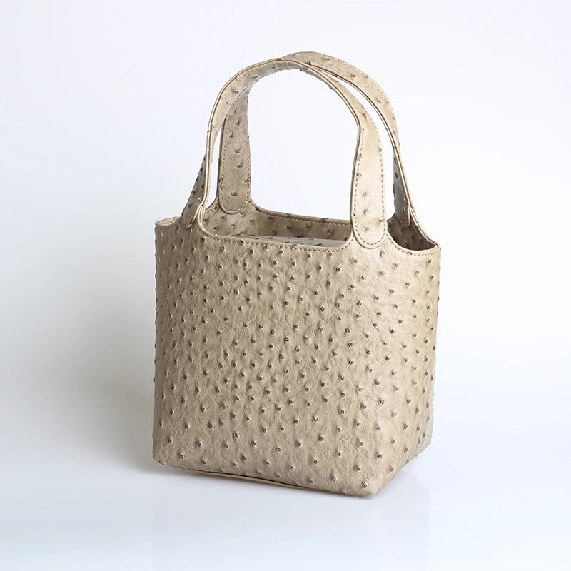 XMESSUN Borsa da donna retrò elegante con motivo struzzo da donna Moda retrò 2026 Nuova borsa con manico superiore per le vacanze estive al mare