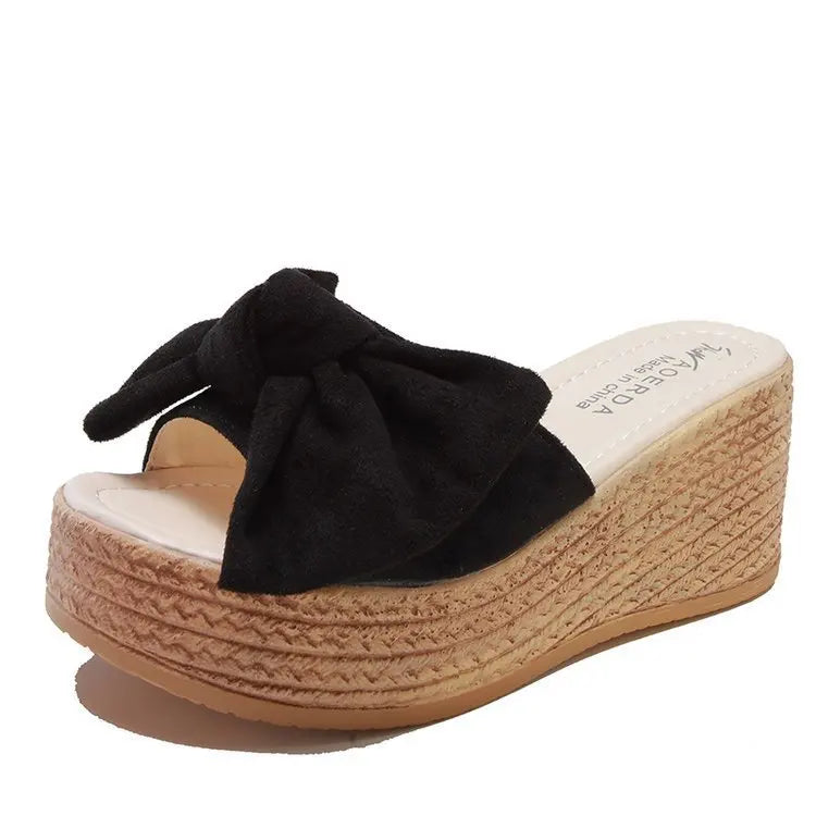 Sandales d'été compensées à semelle intérieure en PU tendance pour femmes, grande taille, vente en gros