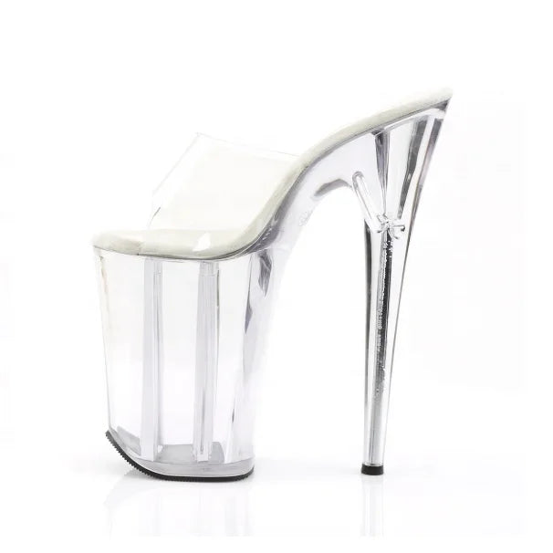 Rncksi 23cm 9 Inch Crystal Transparent Sole Platform Open Toe PVC High Heels Sandals with Sequins Sexy Design Height Increasing