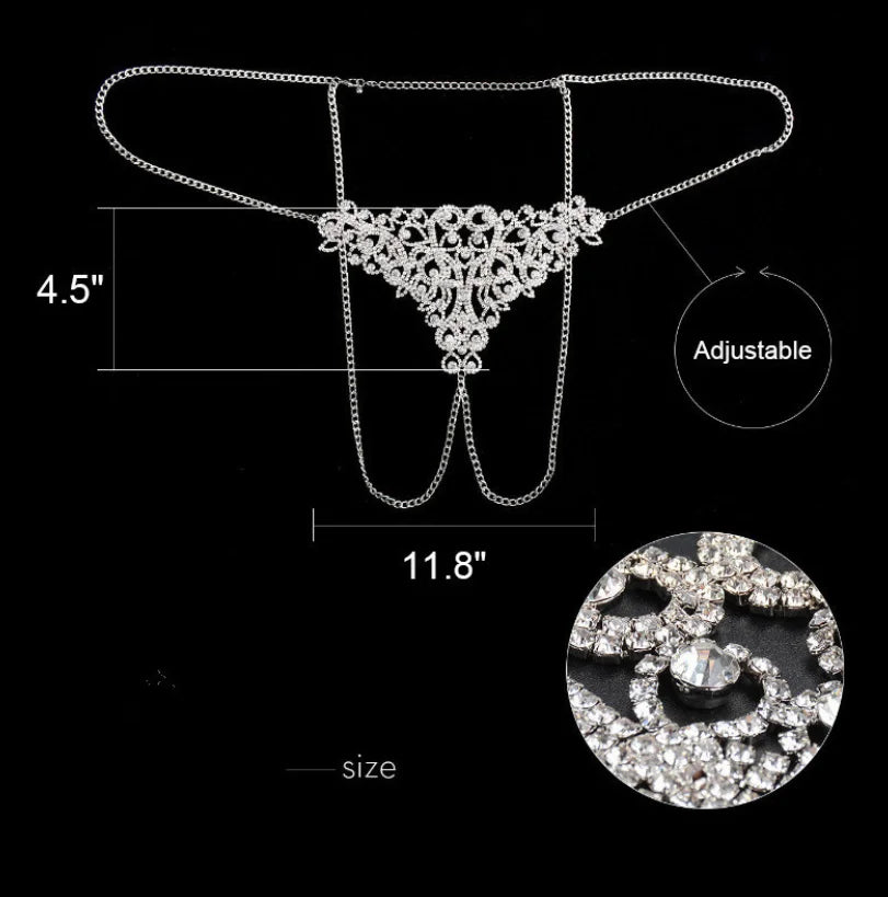 Parure de lingerie sexy avec chaîne en strass, bijoux de corps en forme de cœur pour femmes, maillot de bain, sous-vêtements à paillettes, soutien-gorge et string en cristal #0699