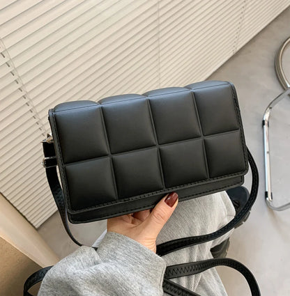 Nuove borse a tracolla moda tinta unita borsa a tracolla da viaggio femminile plaid piccole borse a tracolla in pelle PU per donna