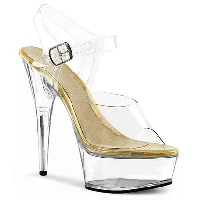 Sandales mode à talons hauts transparents de 15 cm en cristal, plate-forme à bout ouvert, grandes chaussures de strip-tease