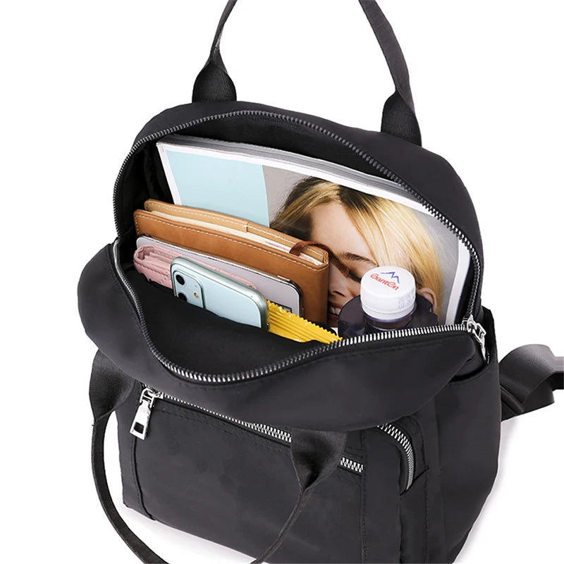 Zaino da donna da viaggio Borse a tracolla Oxford impermeabili casual Borsa da donna di grande capacità Zaino Borsa da scuola nera