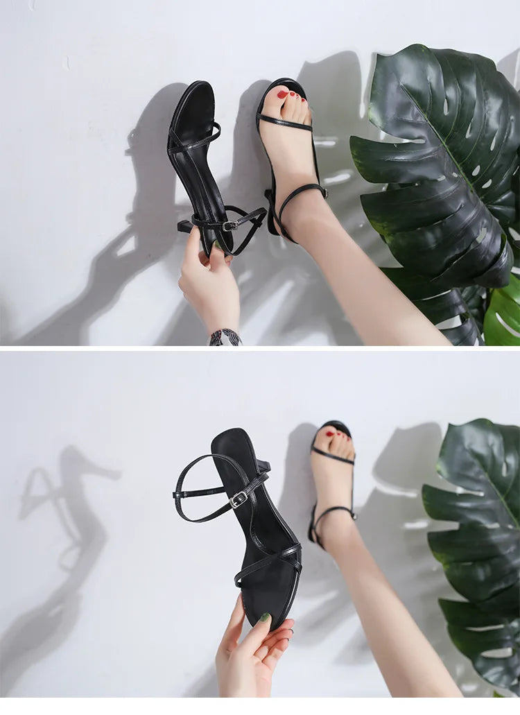 2025 Nouvelles sandales d'été élégantes et sexy pour femmes, chaussures à talons hauts Stiletto avec ceinture, sandales romaines pour femmes