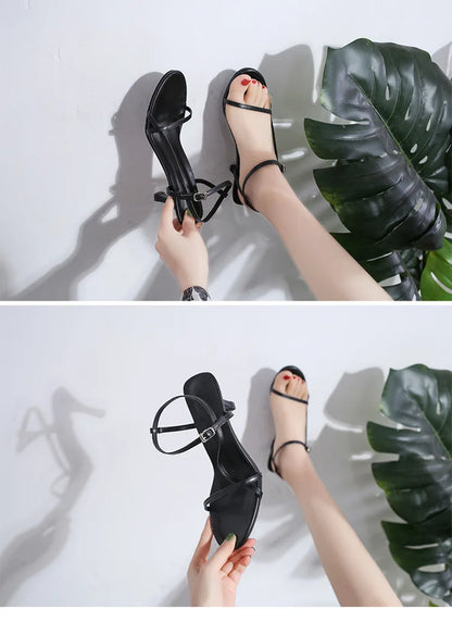 2025 Nouvelles sandales d'été élégantes et sexy pour femmes, chaussures à talons hauts Stiletto avec ceinture, sandales romaines pour femmes