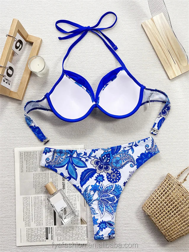 Benutzerdefinierter Druck Micro Sexy Push-up Bikini Set Arena Fruit Bademode Luxus-Strandmode für Damen