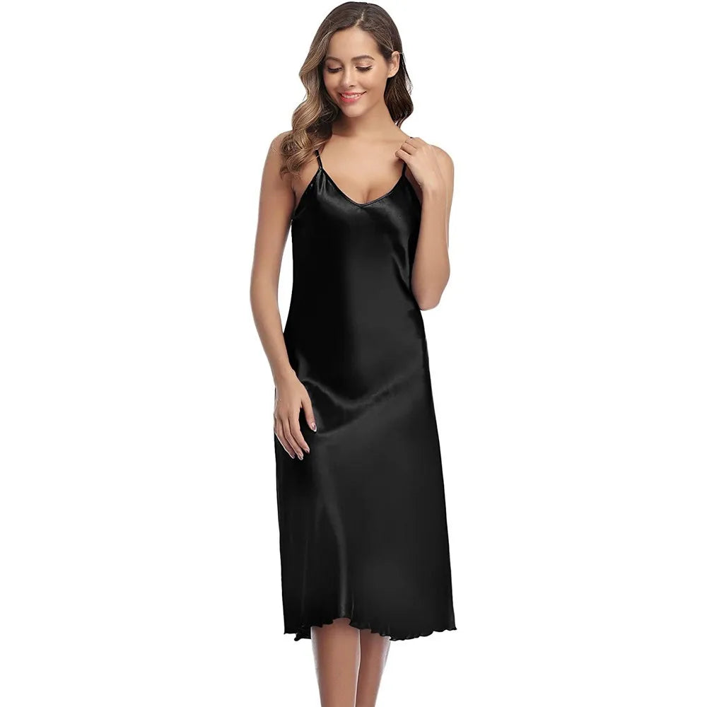 Camicia da notte estiva Ruffles Lady Nightwear camicia da notte raso senza spalline gonna intimo Lingerie Sexy vestiti per la casa accappatoio