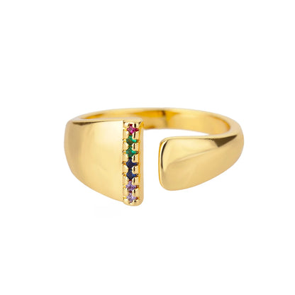 Anelli con lettera zircone arcobaleno per le donne Moda grosso lettera larga AZ anello in acciaio inossidabile matrimonio gioielli Boho spedizione gratuita
